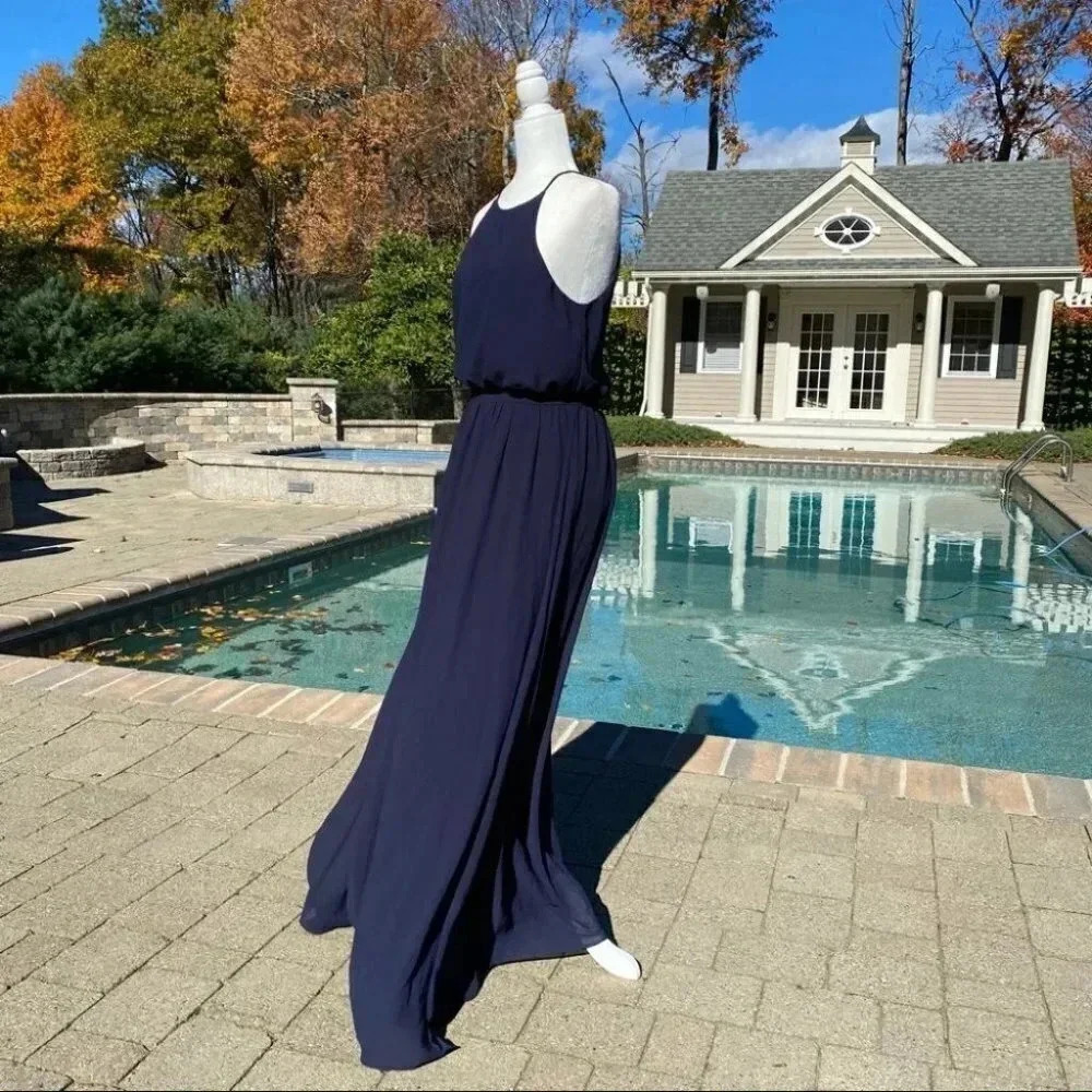 NWT BHLDN Cocktail High-Neck Cocktail Maxi Dress  Cayenne Navy Blue  Medium - Picture 7 of 12